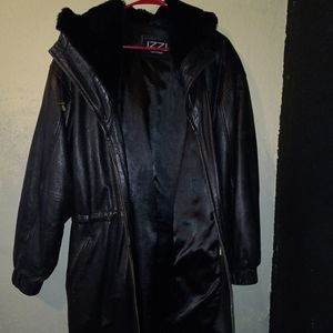 IzzI Women's Zip Up Hooded Leather Jacket